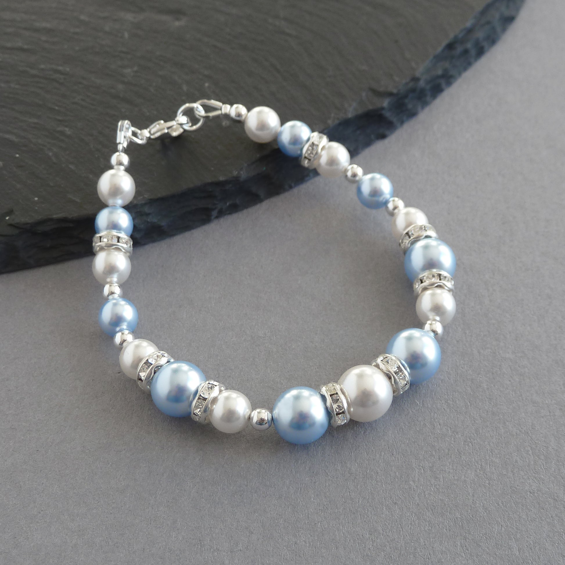 Light blue glass pearl bracelet