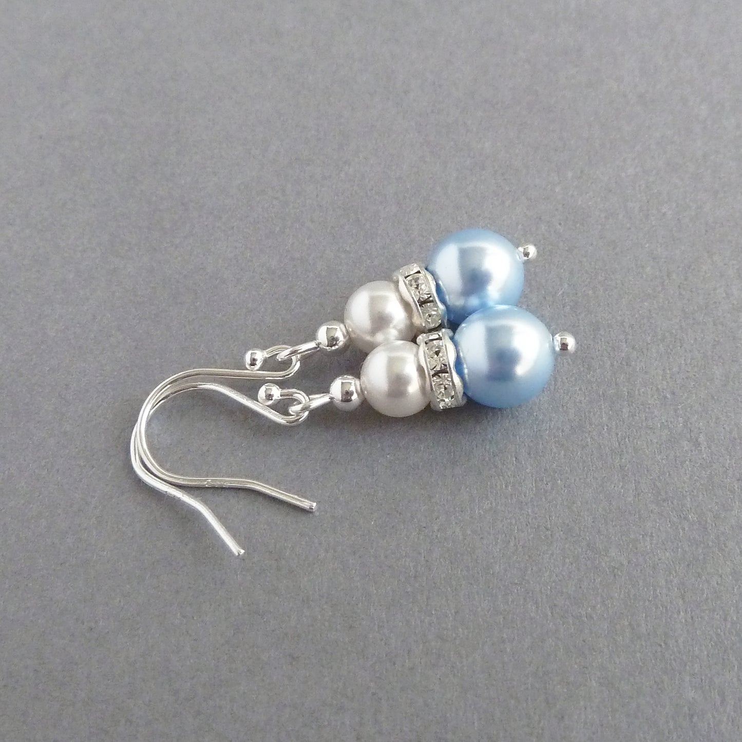 Light blue pearl and crystal earrings