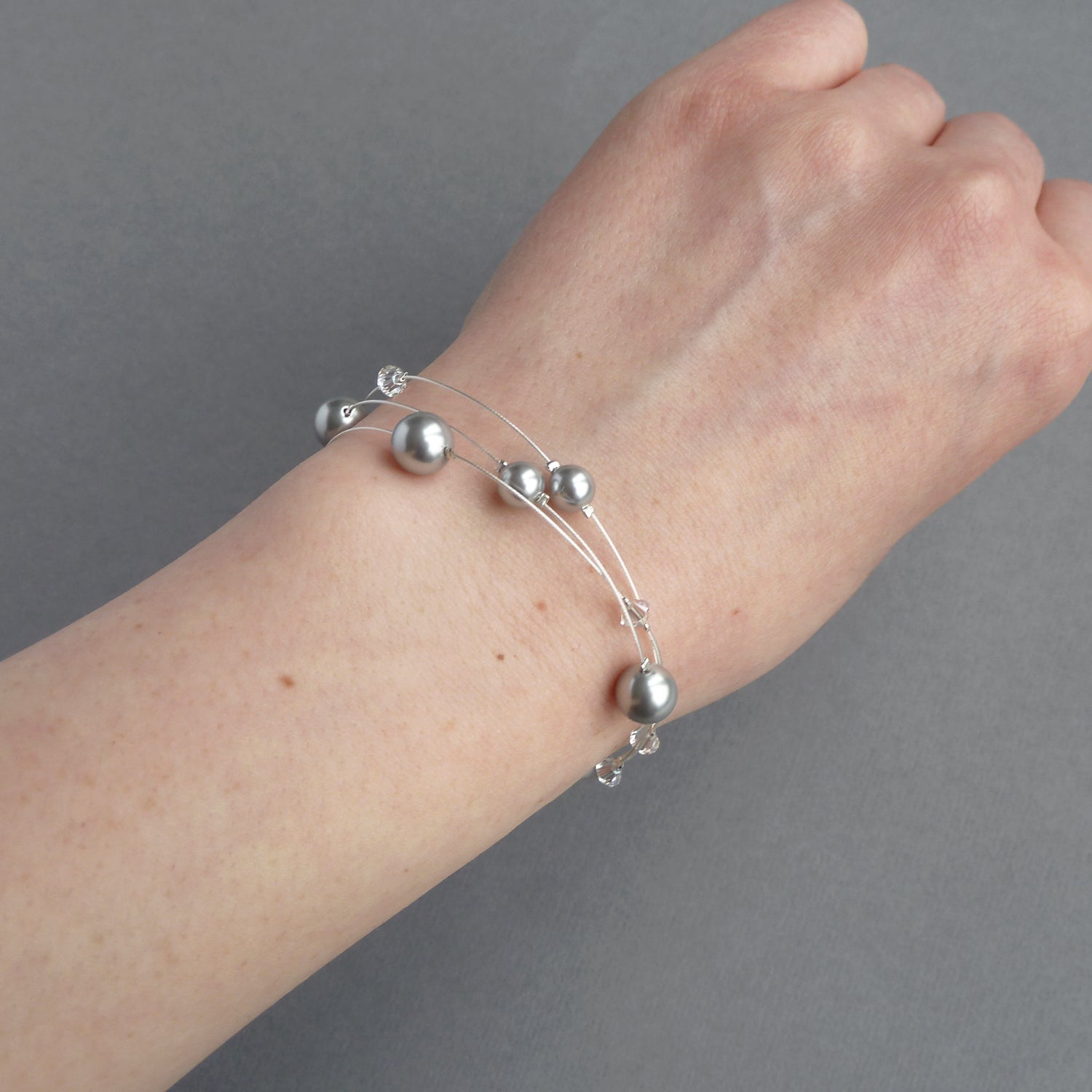 Silver pearl sale bangle