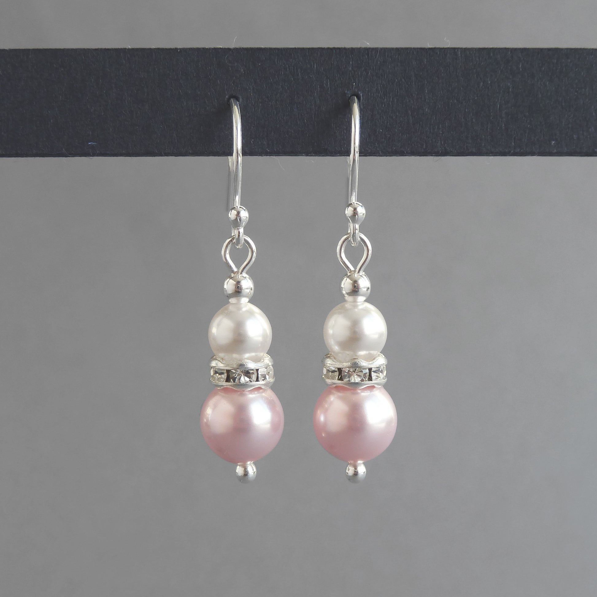 Light pink pearl bridesmaids earrings
