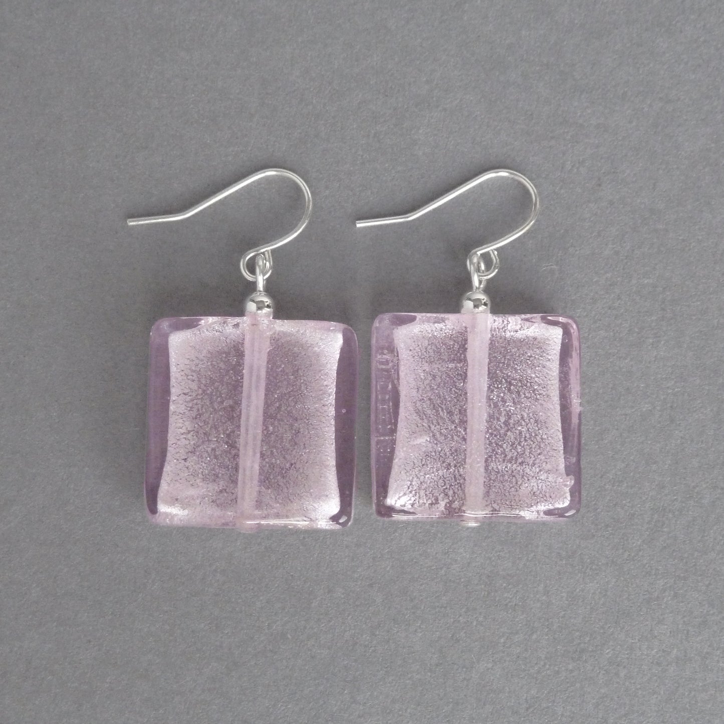 Light pink square drop earrings