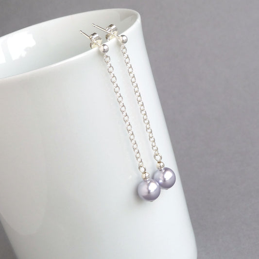 Light purple pearl dangle earrings