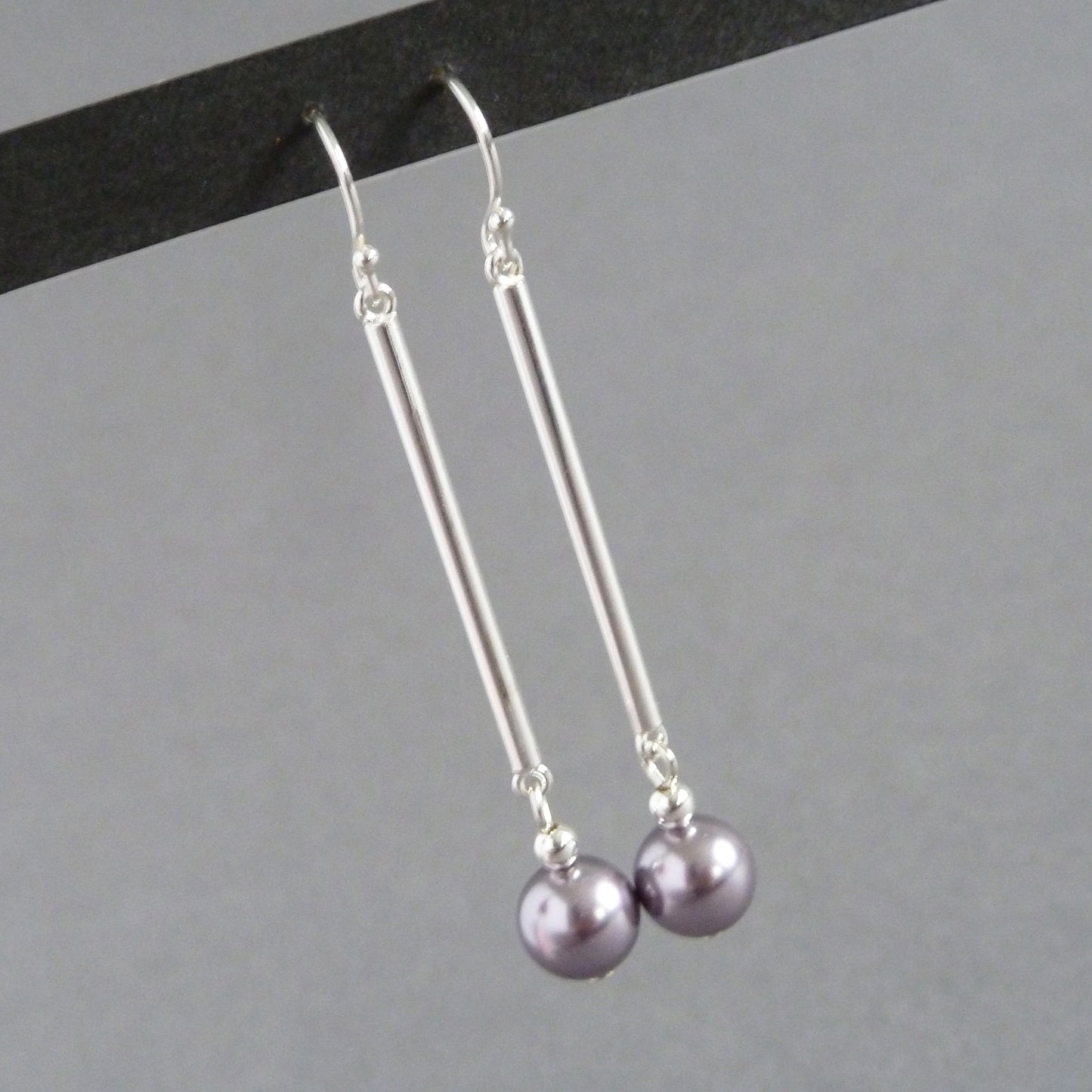 Lilac pearl drop earrings