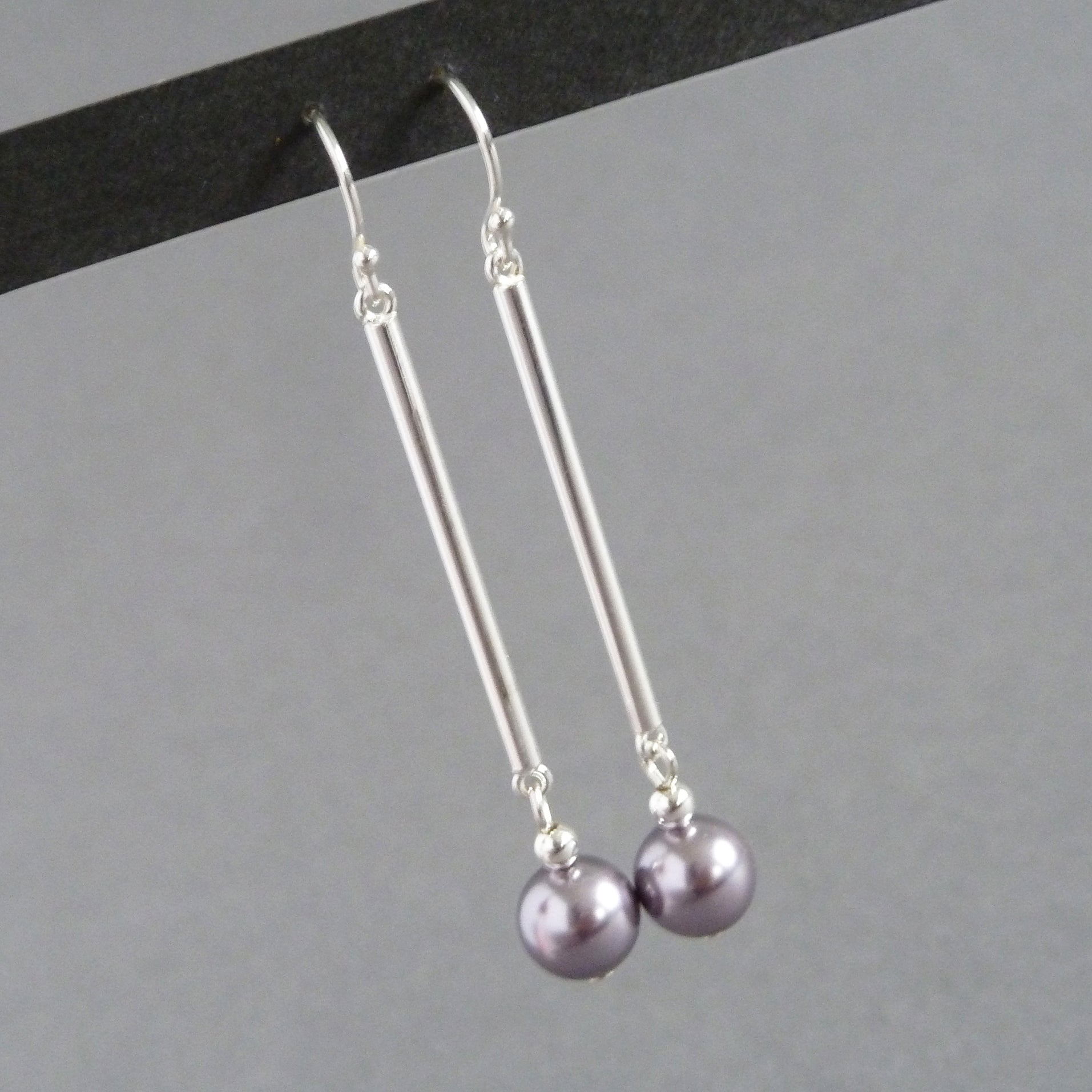 Lilac pearl drop earrings