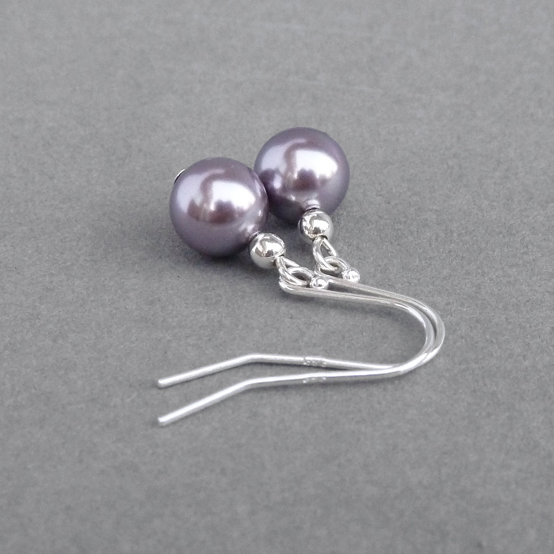 Simple-lilac pearl drop-earrings