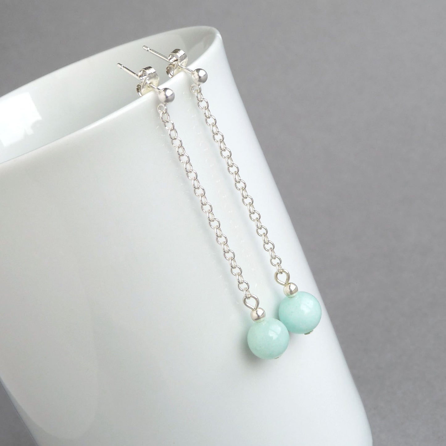 Long aqua drop earrings