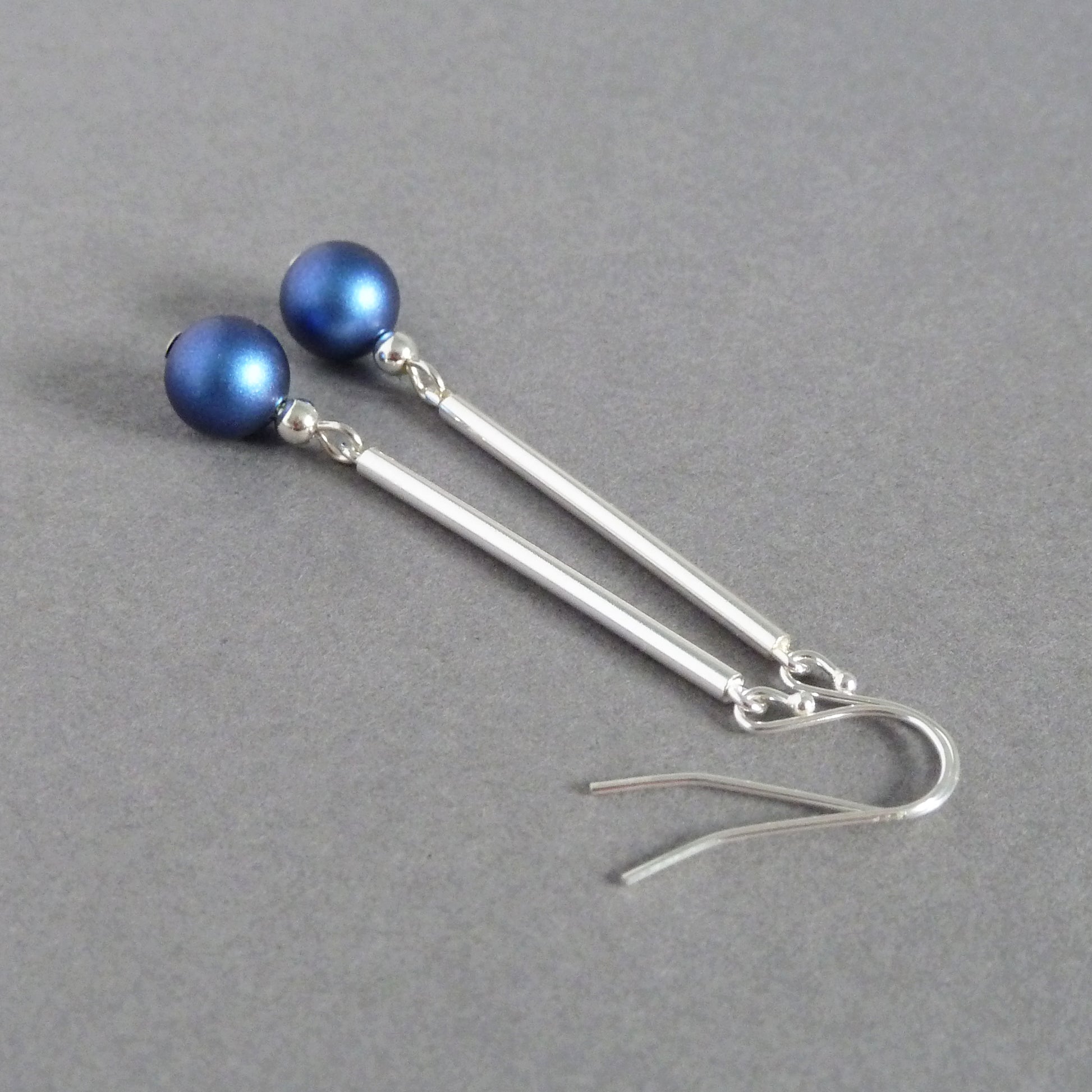Long cobalt blue drop earrings
