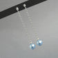 Light Blue Pearl and Chain Drop Earrings - Long, Dainty, Powder Blue Dangle Earrings