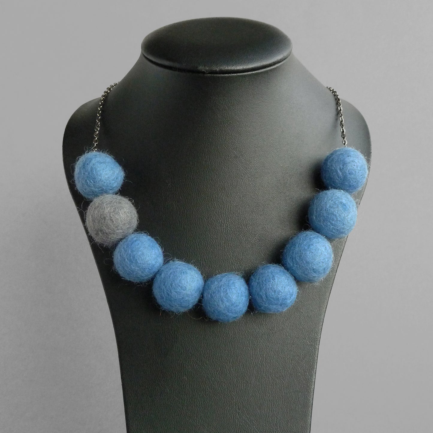 Mid blue felt necklace