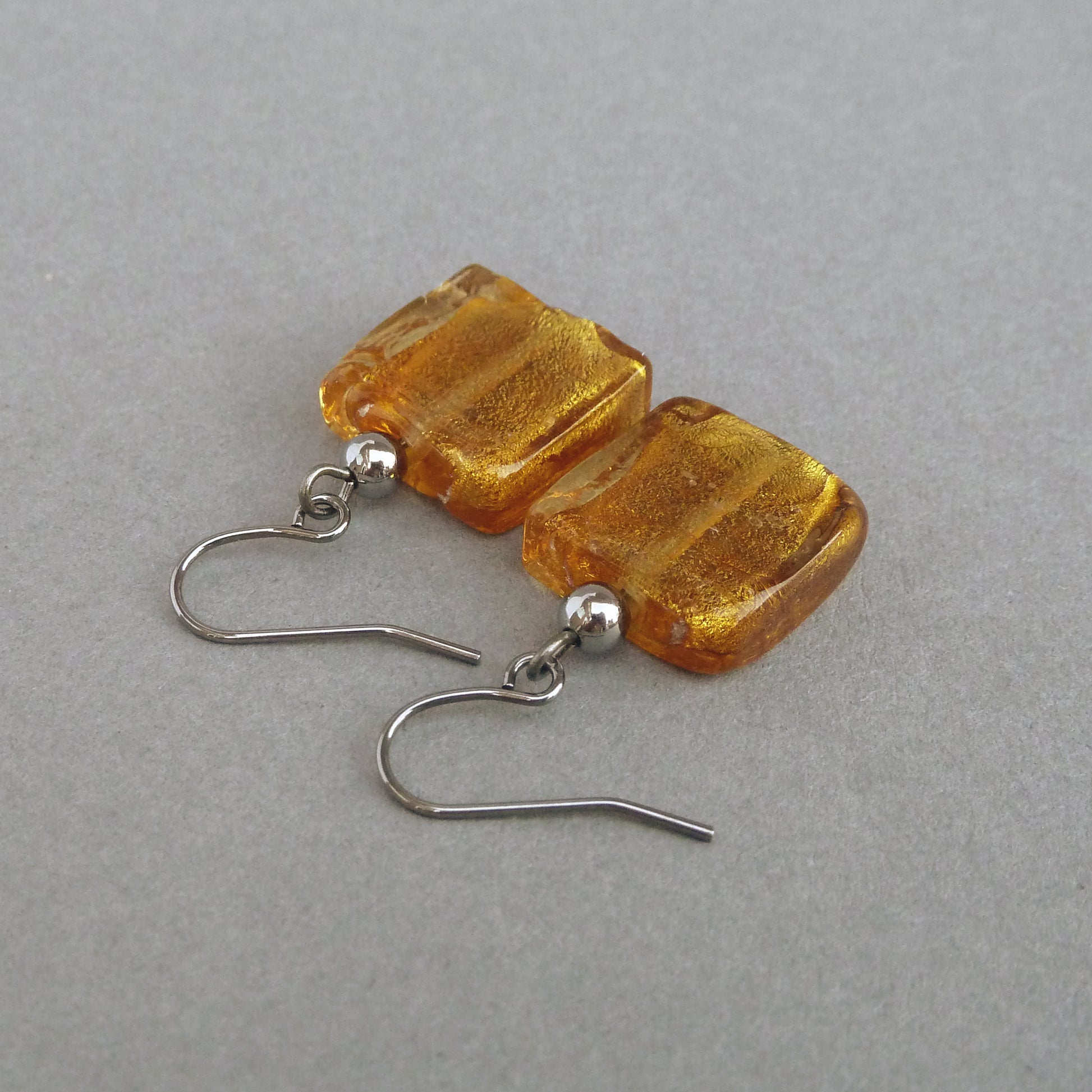 Mustard glass bead earrings