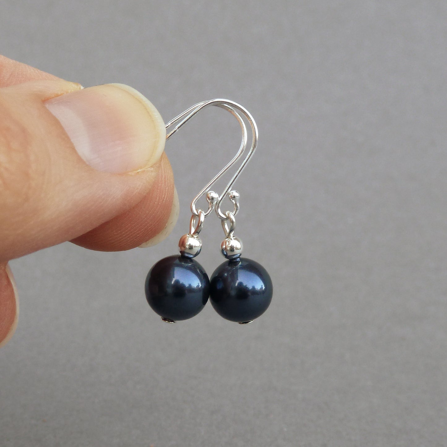 Navy blue pearl bridesmaids earrings