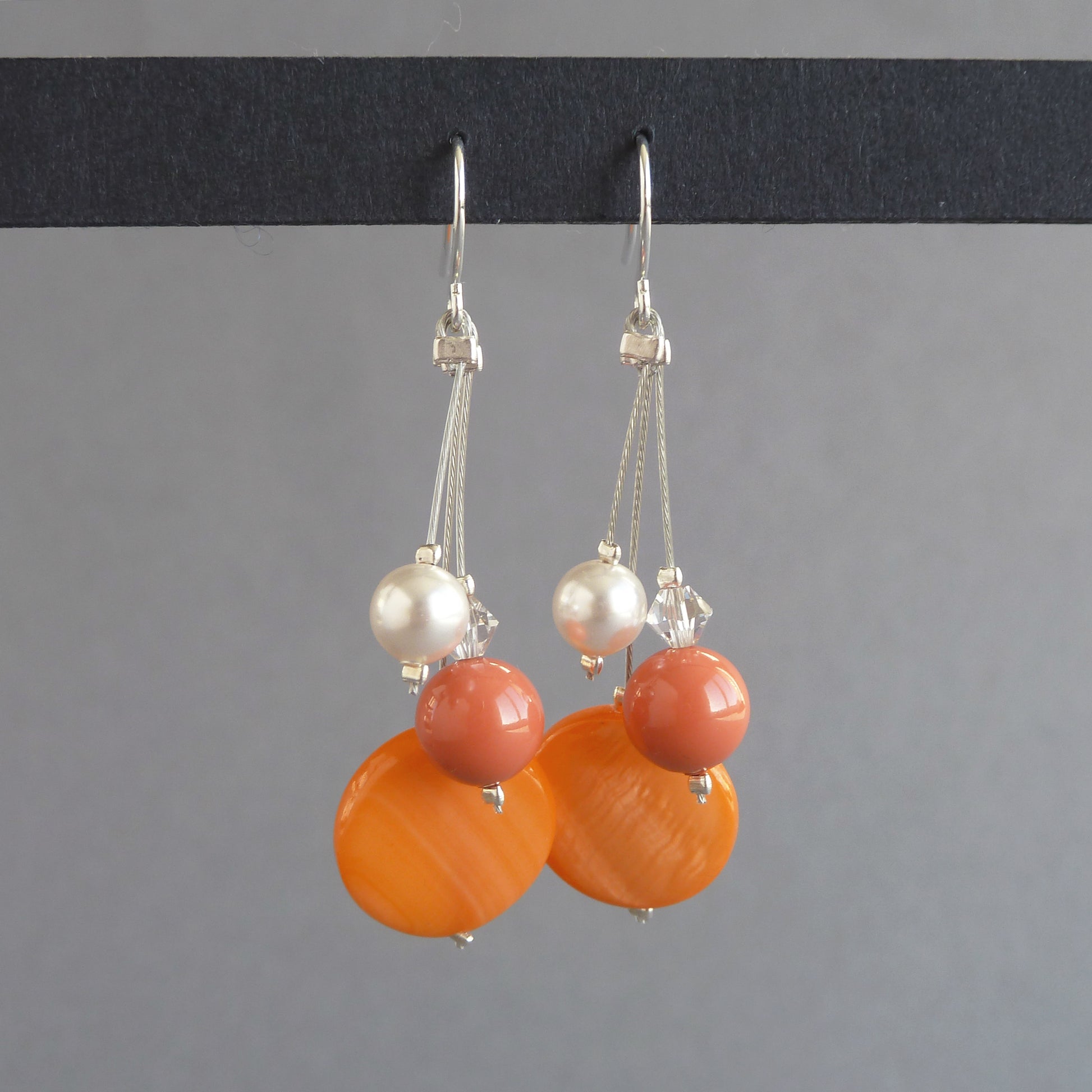 Orange drop earrings