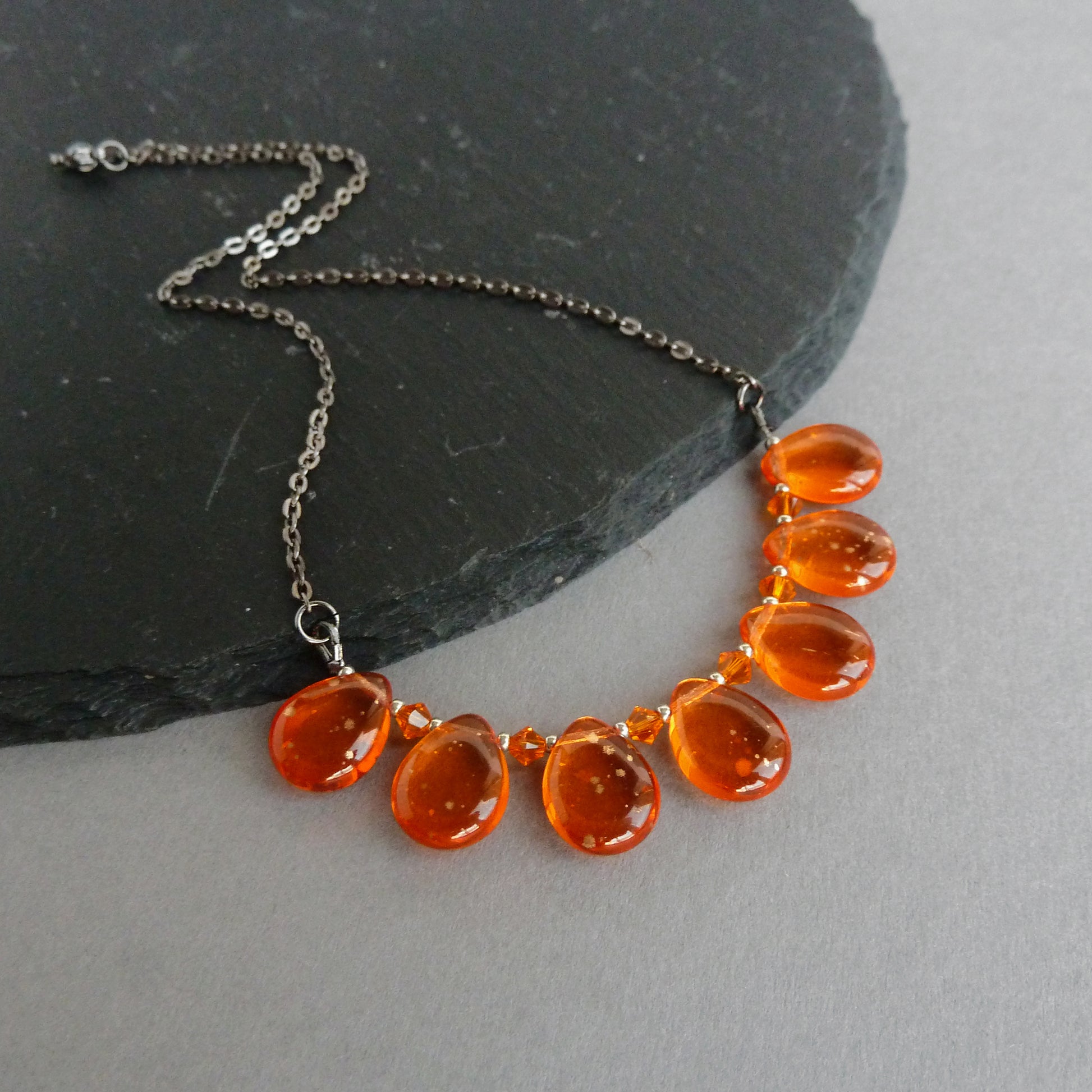 Orange fan necklace