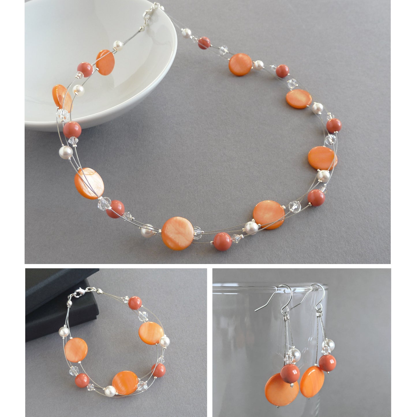 Orange jewellery set by Anna King Jewellery