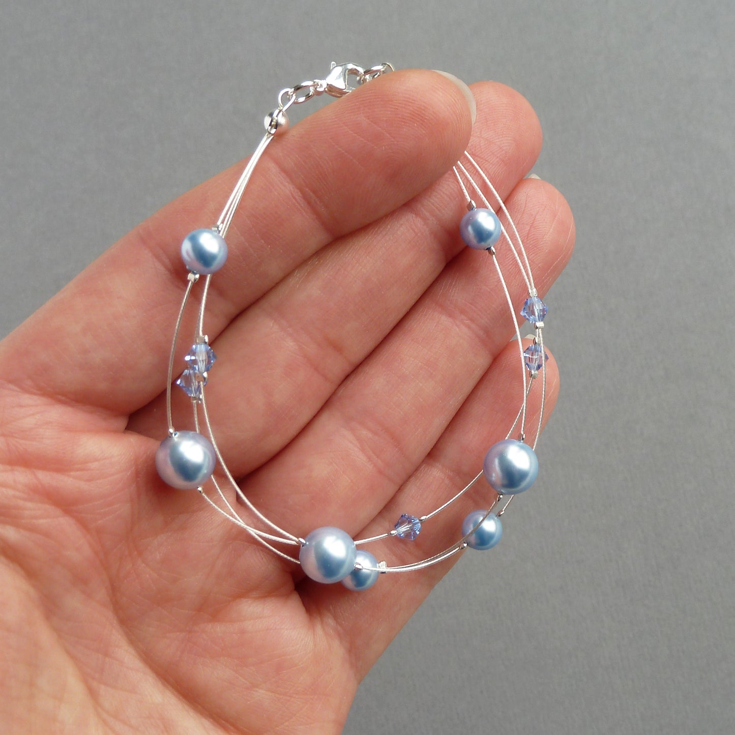 Pale blue pearl bridesmaids bracelets