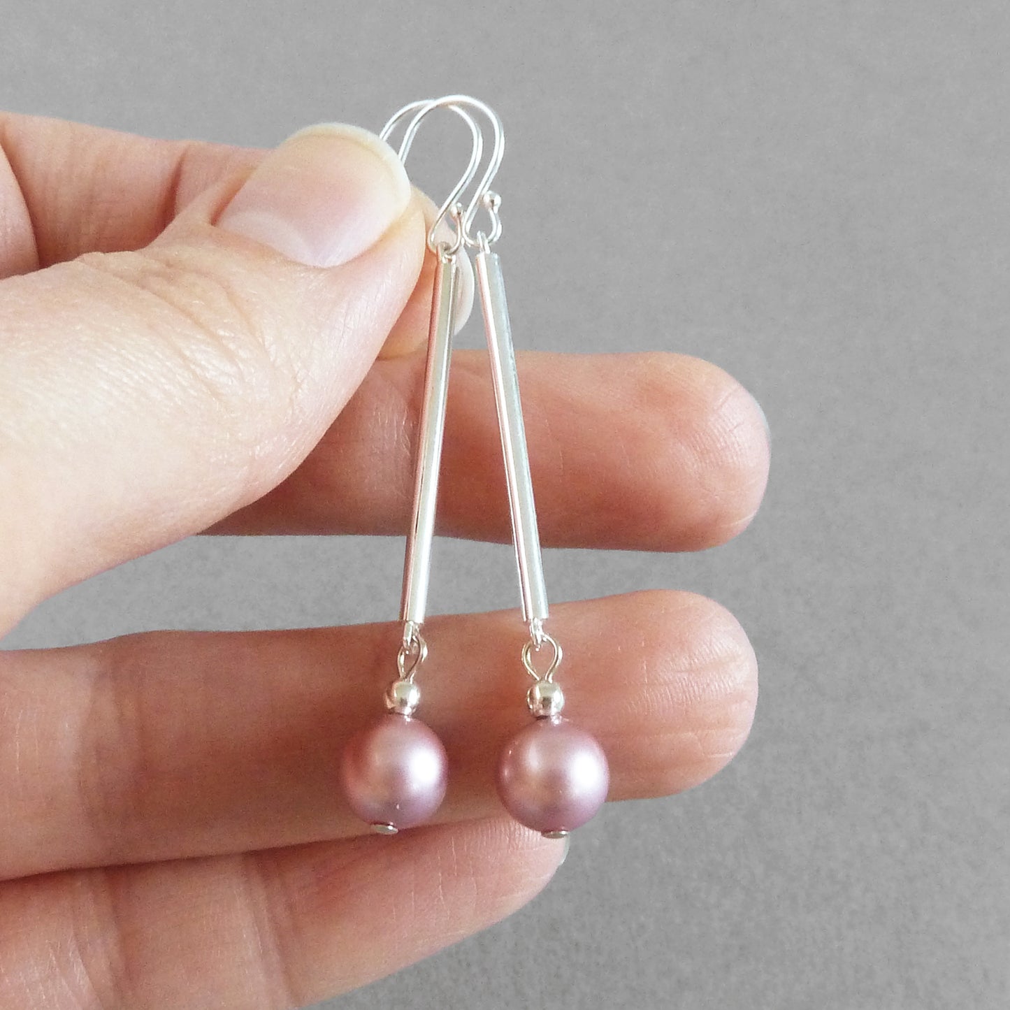 Pale pink pearl dangle earrings