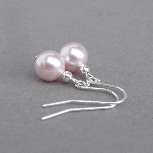 Pale pink pearl drop earrings