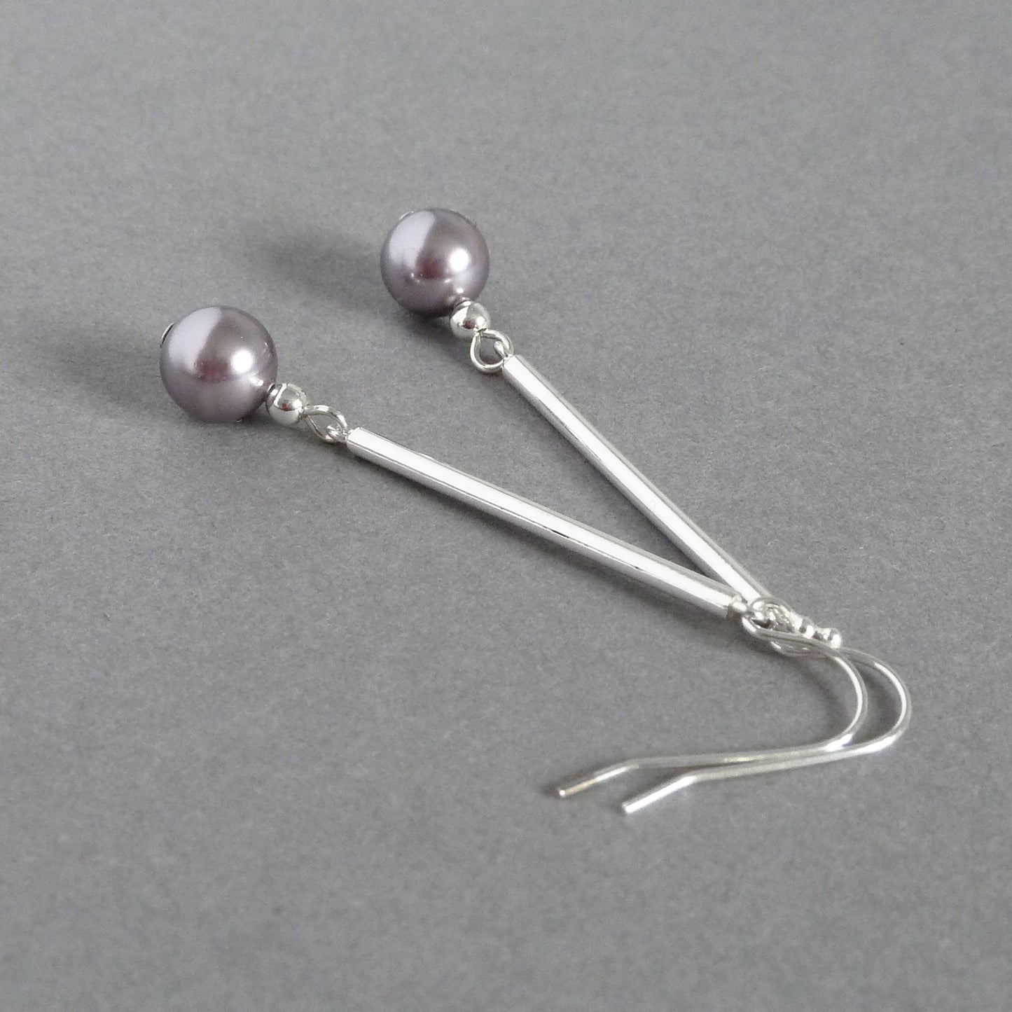 Pale purple pearl drop earrings
