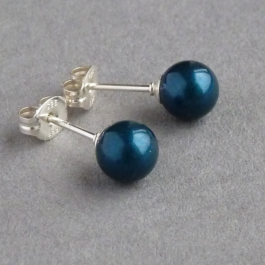 6mm teal pearl studs