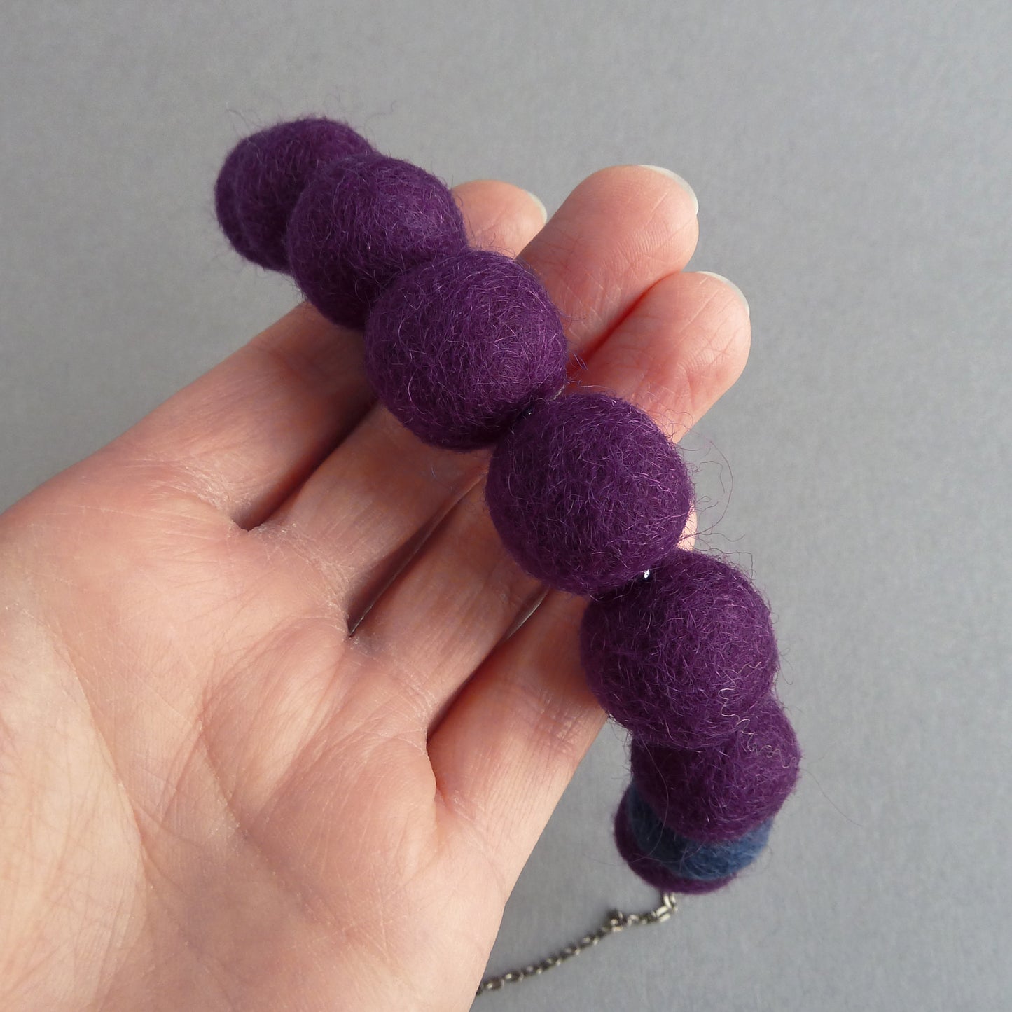 Plum felt ball necklace