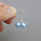 Simple Light Blue Pearl Drop Earrings - Everyday, Pale Blue, Dangle Earrings