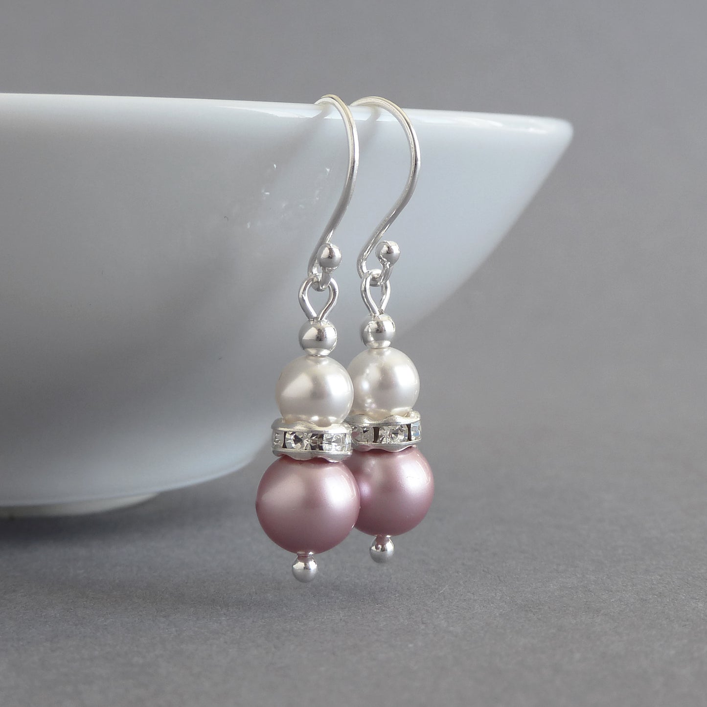 Powder rose pearl drop earrings 