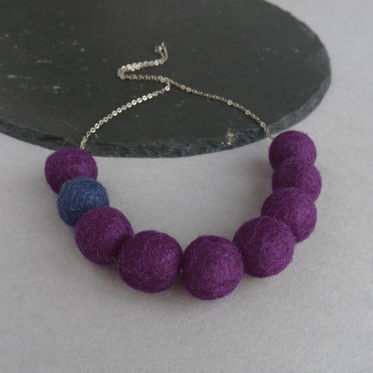 Chunky purple felt necklace