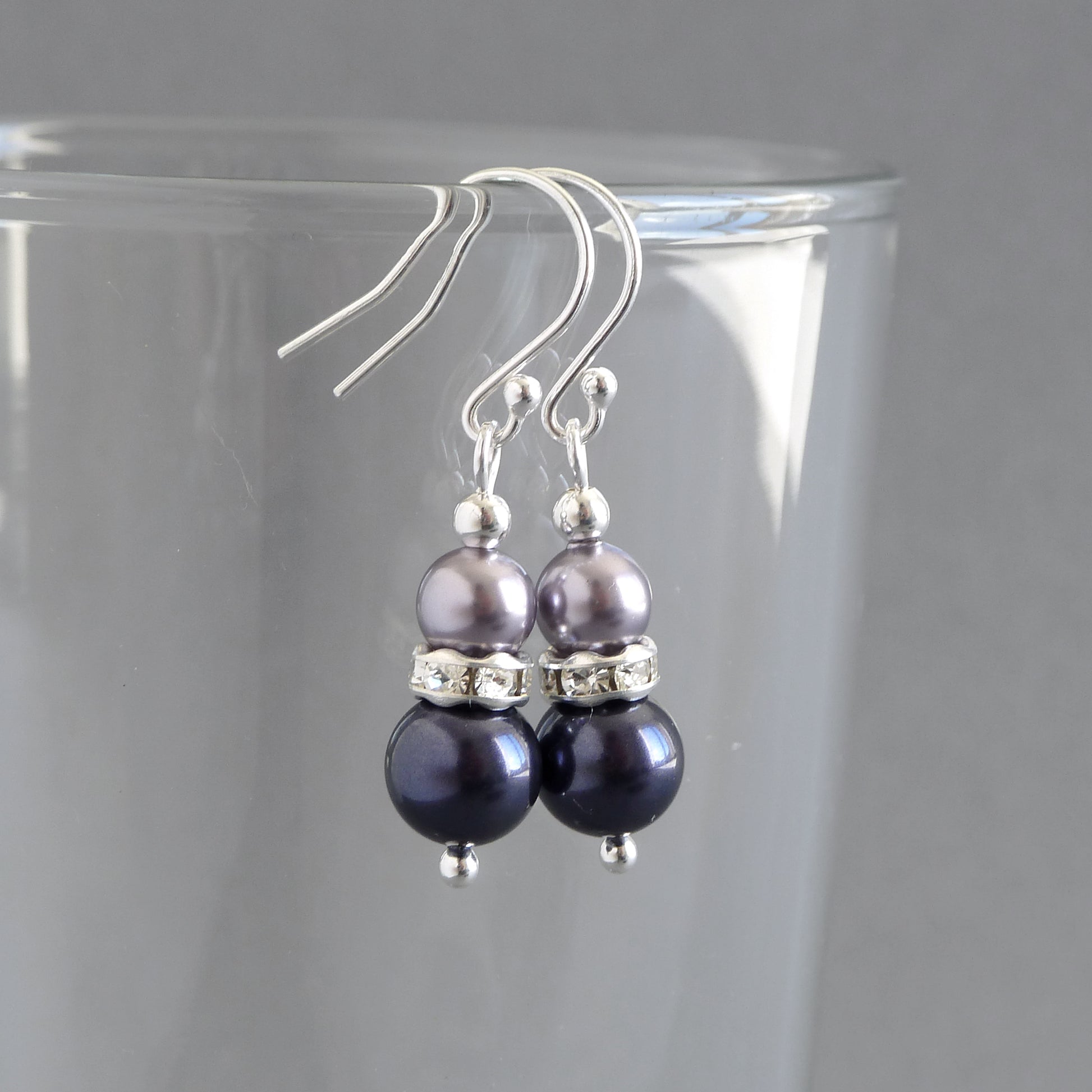 Purple pearl and crystal earrings