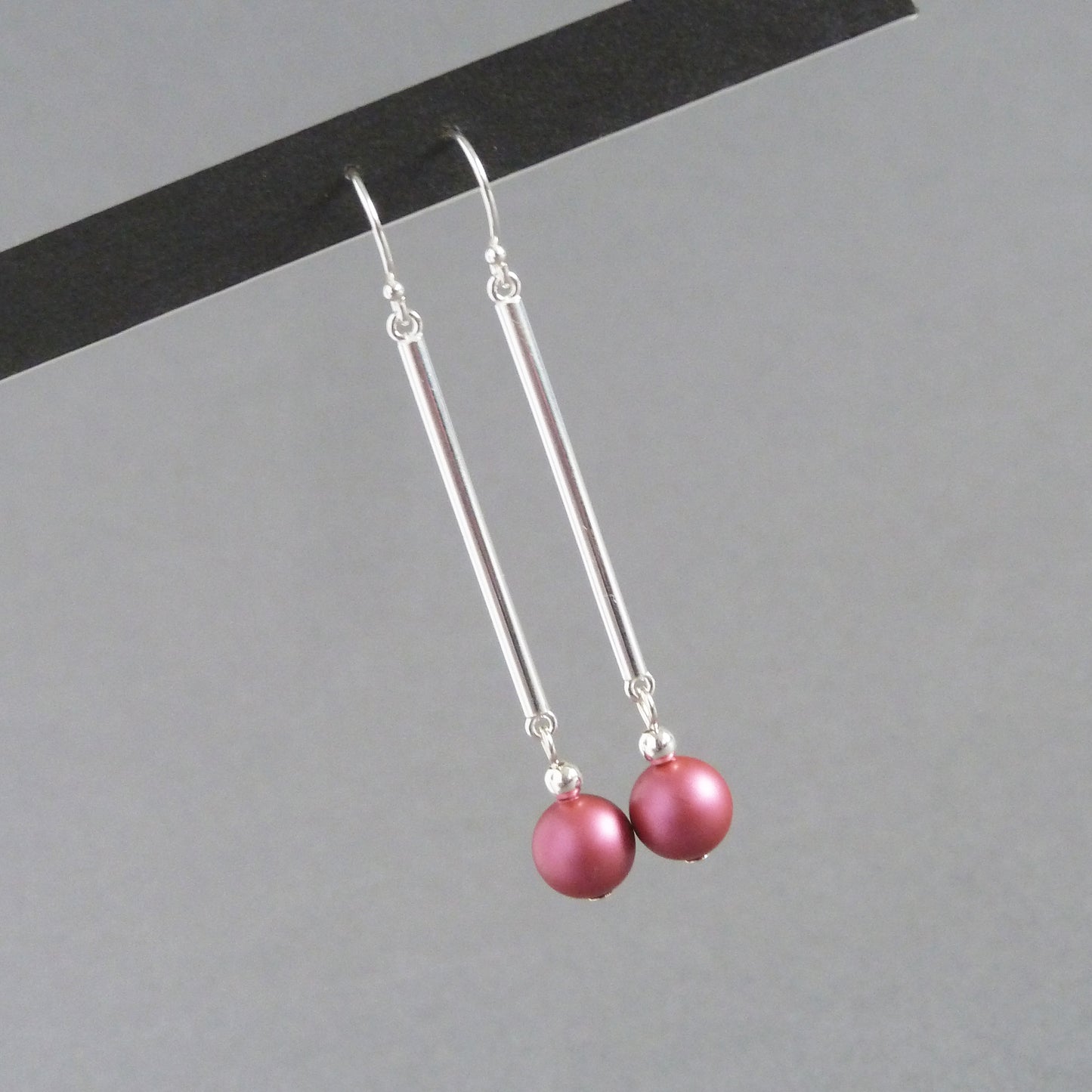 Raspberry pink dangle earrings