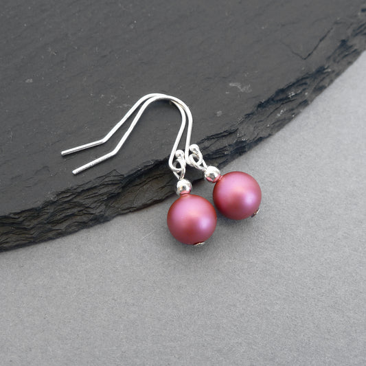 Raspberry pink drop earrings