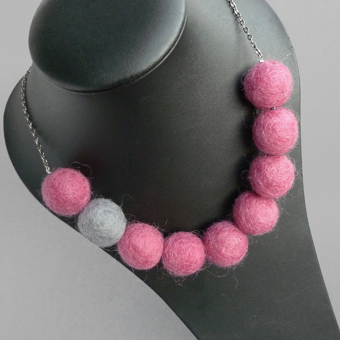 Raspberry pink felt necklace