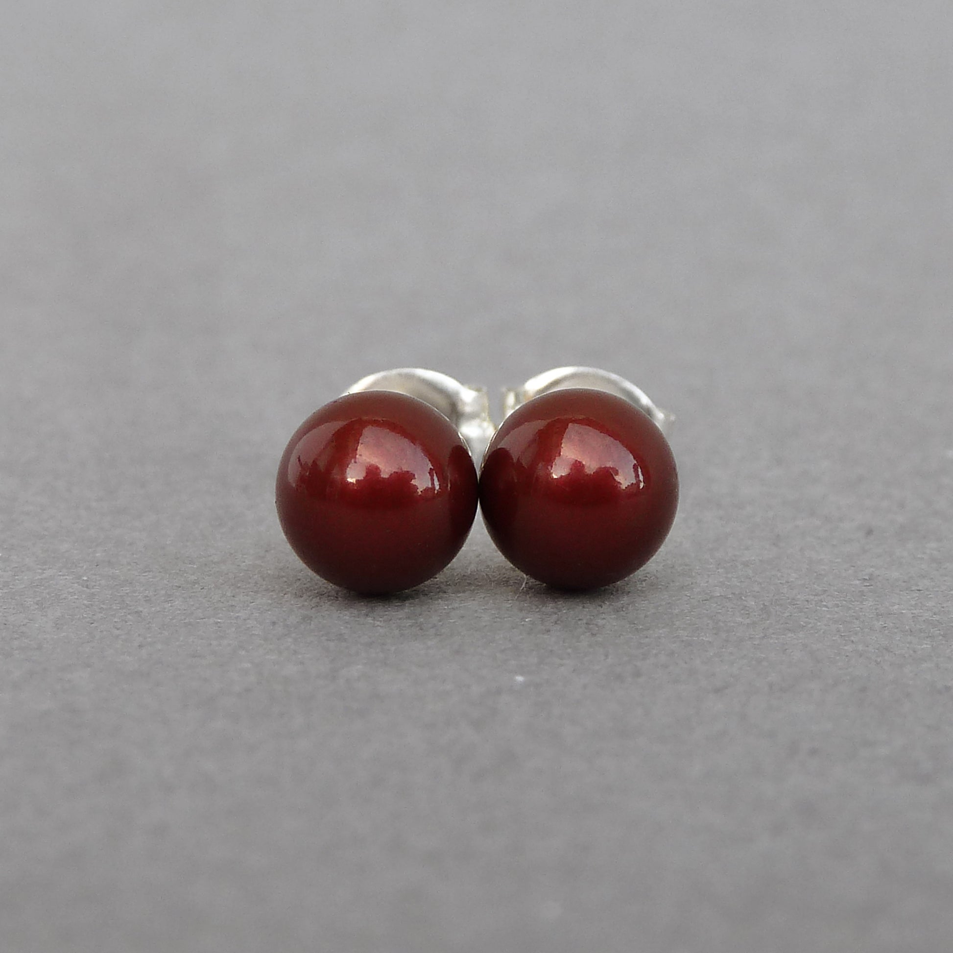 Red brown stud earrings