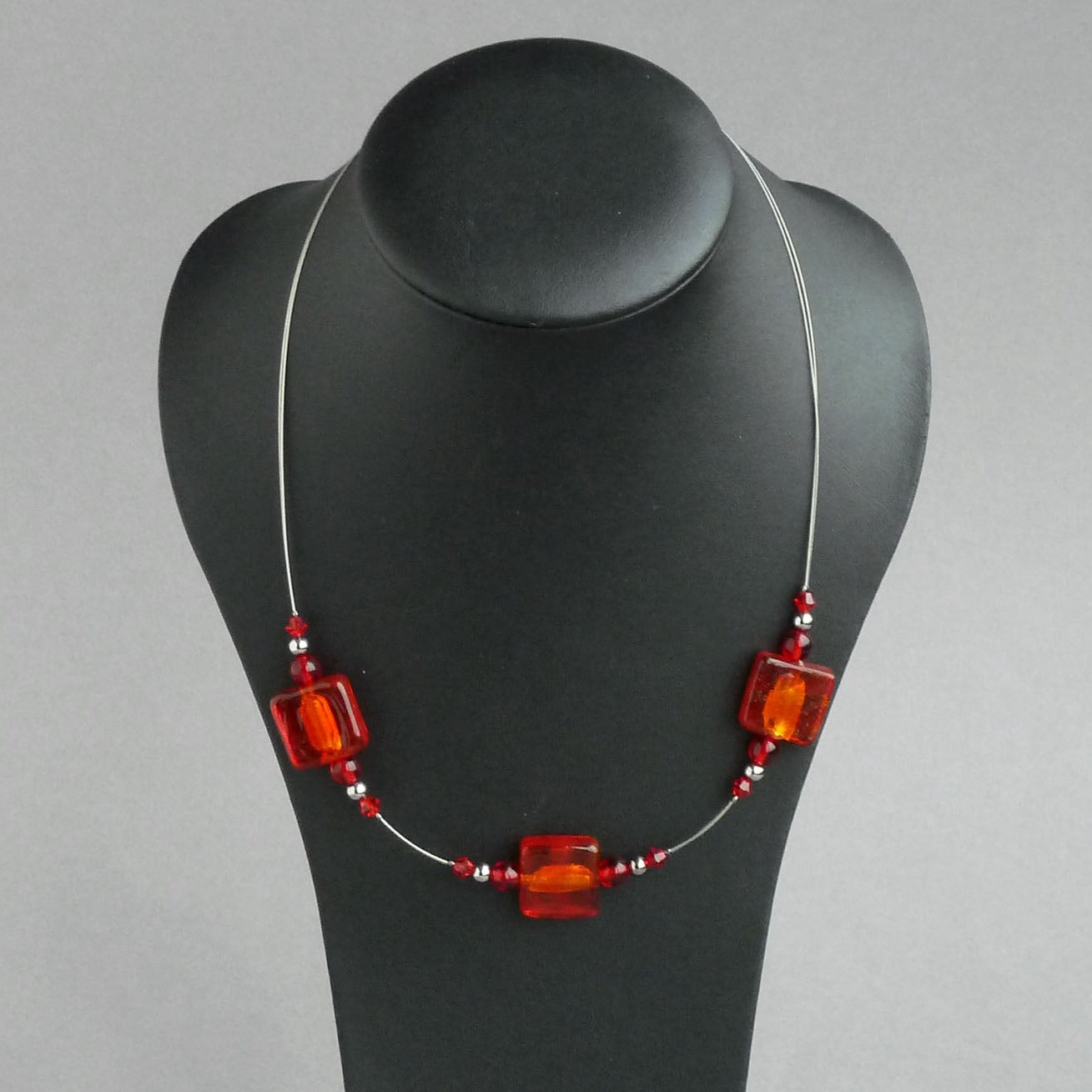 Red fused glass necklace