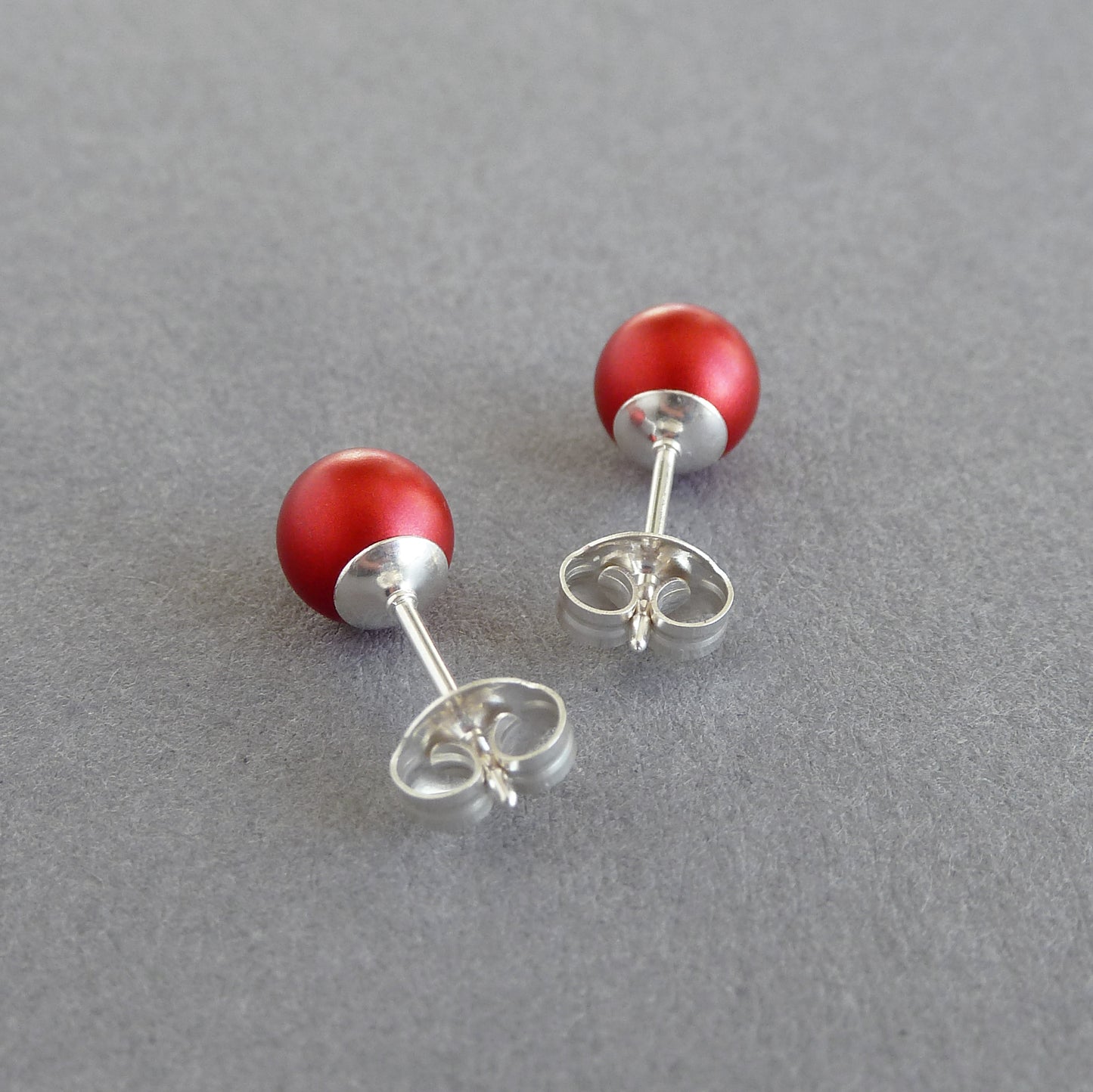 Red glass pearl studs