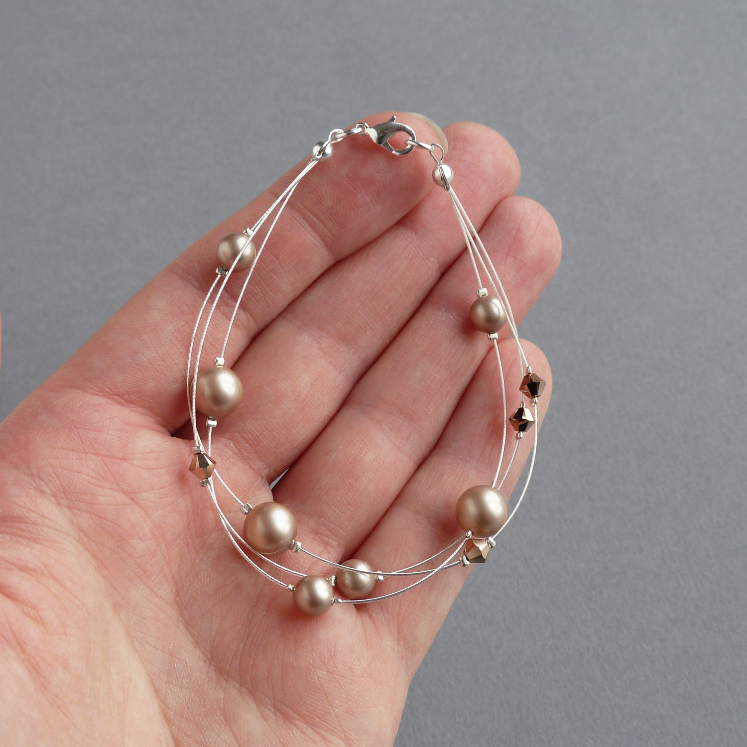 Rose gold pearl multi-strand bracelet