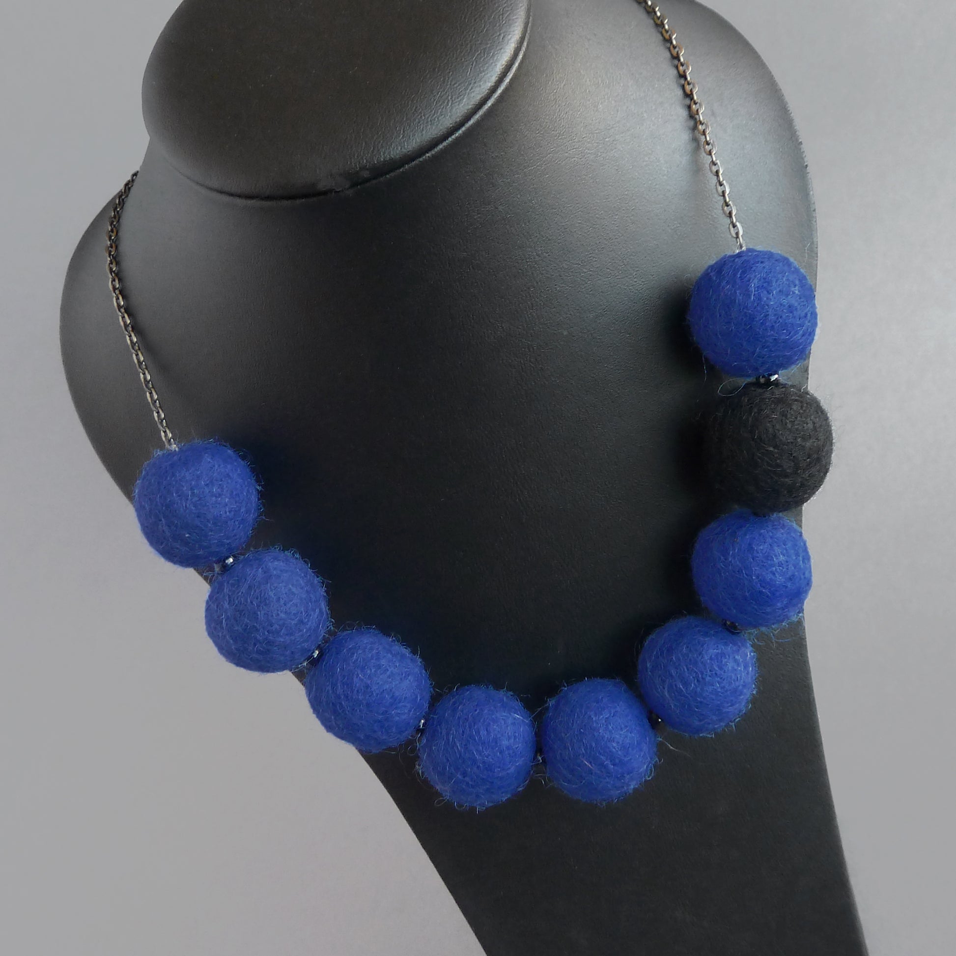 Royal blue felt necklace