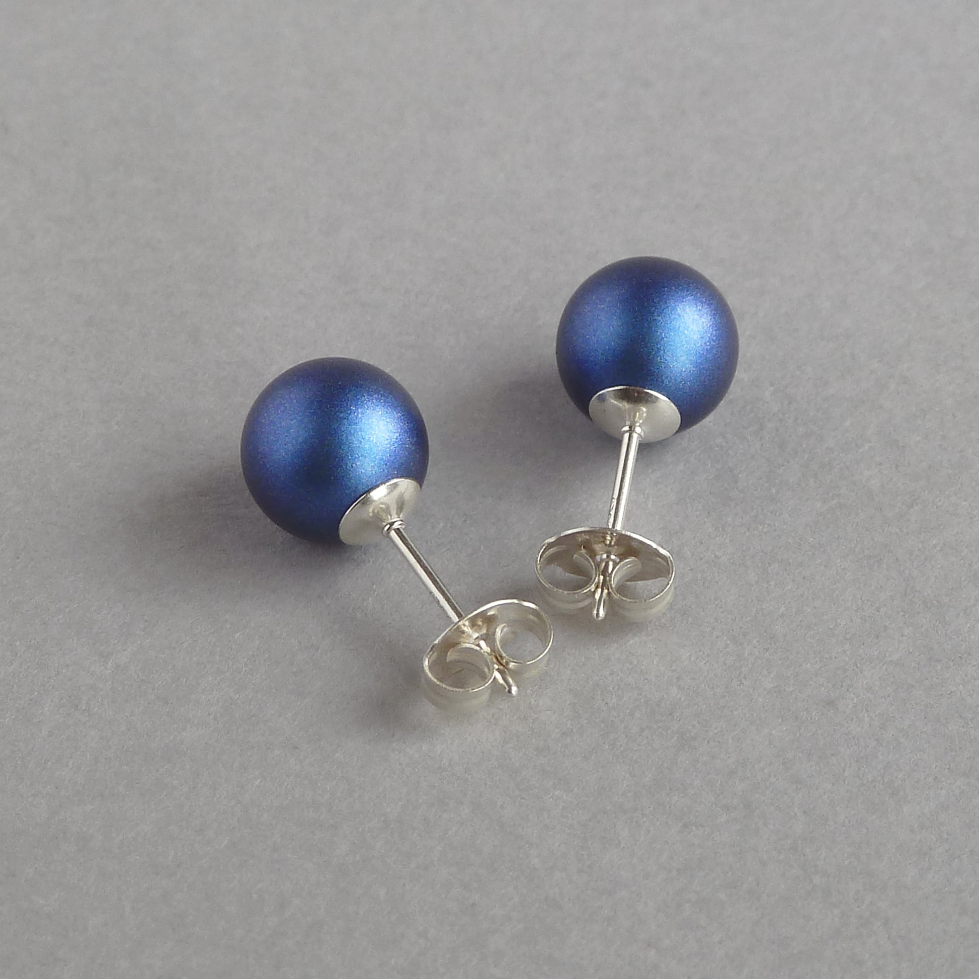 Royal blue pearl stud earrings
