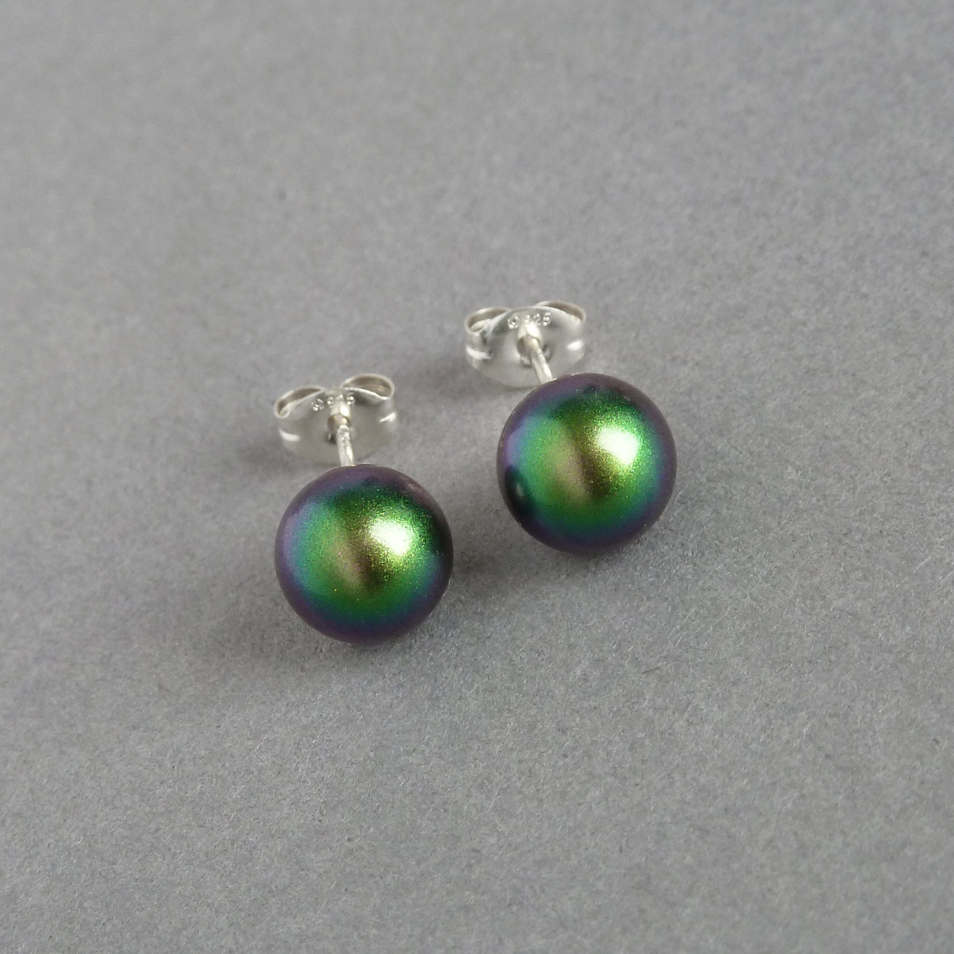 Scarabaeus green pearl stud earrings