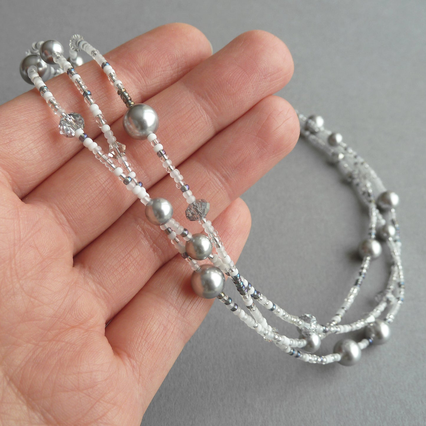 Silver grey pearl necklace