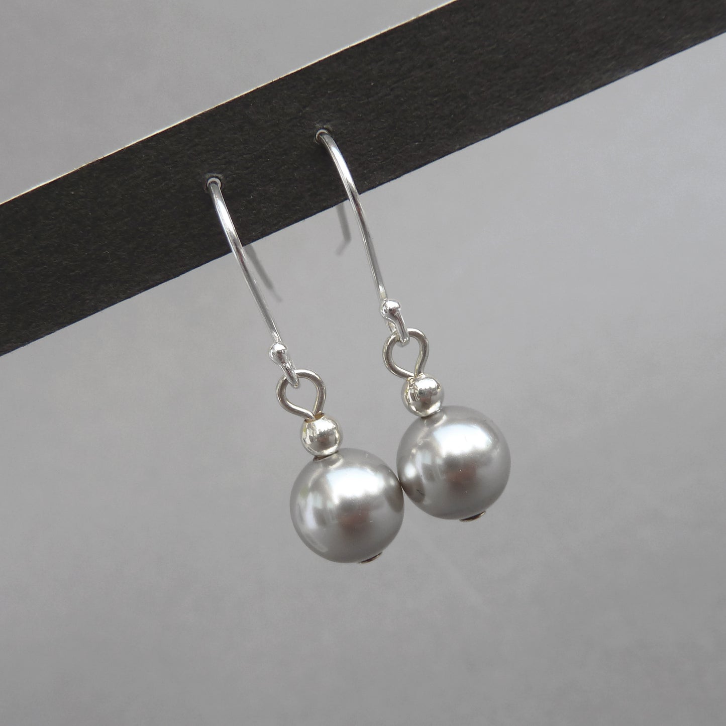 Silver pearl bridesmaids earrings