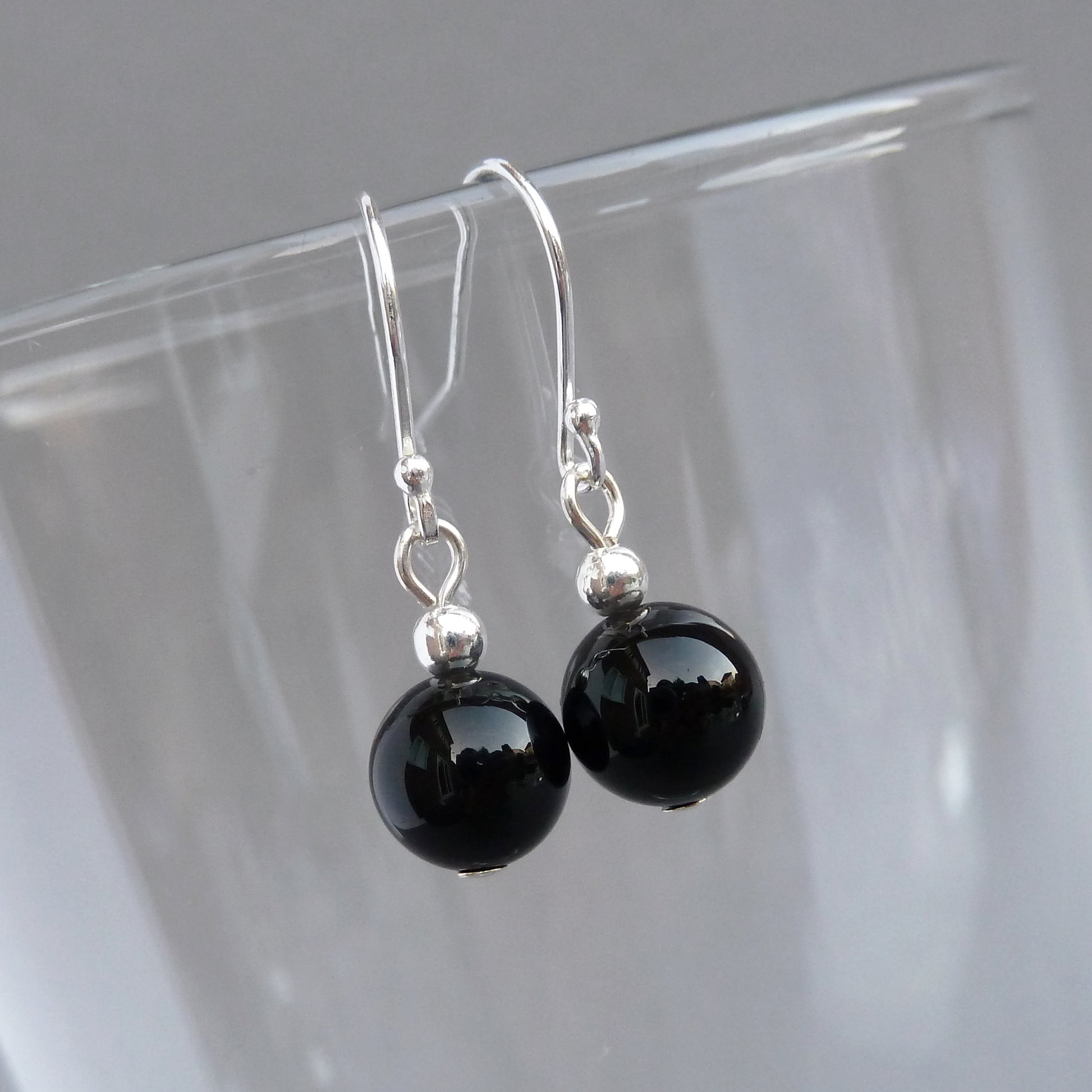 Simple black onyx drop earrings