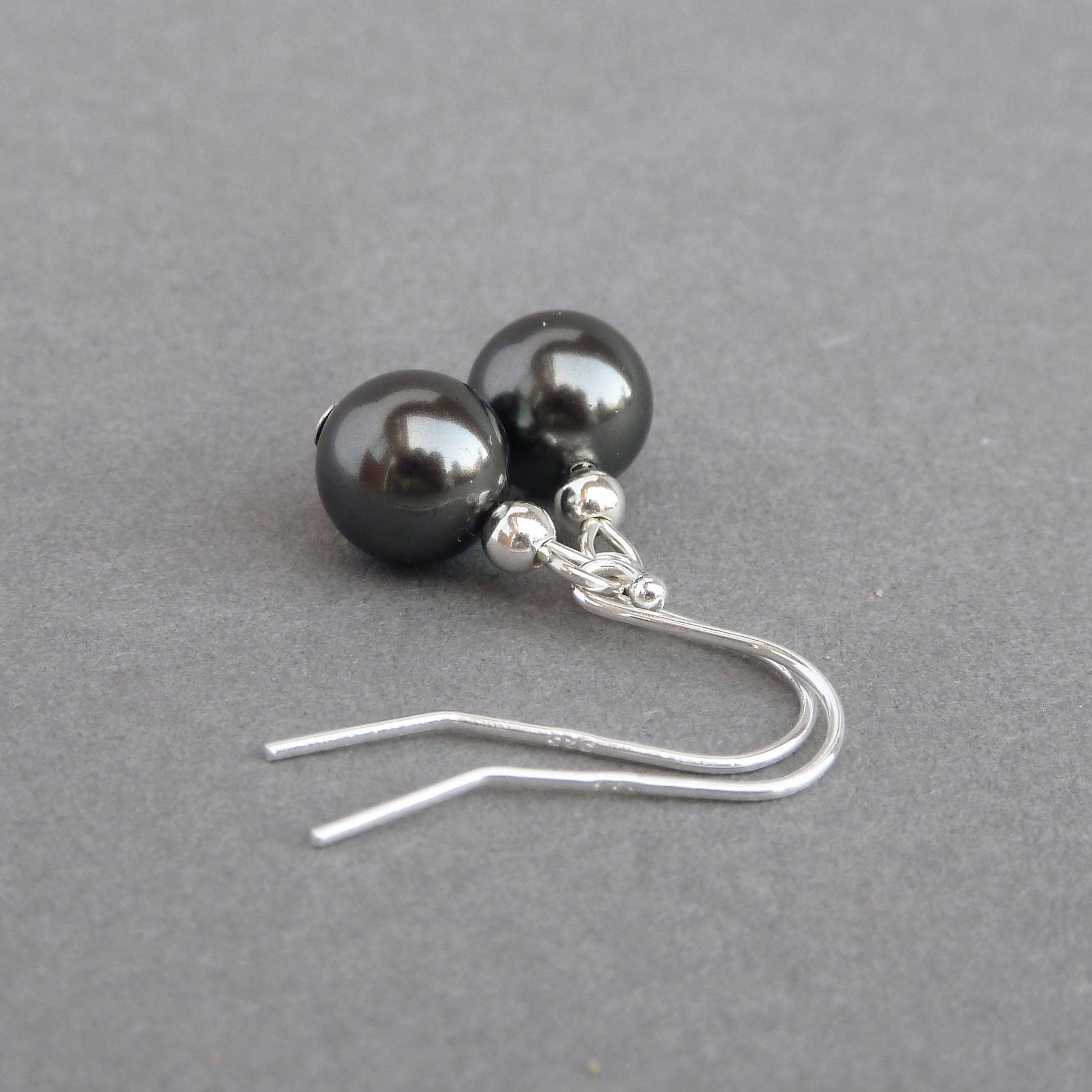 Simple black pearl drop earrings