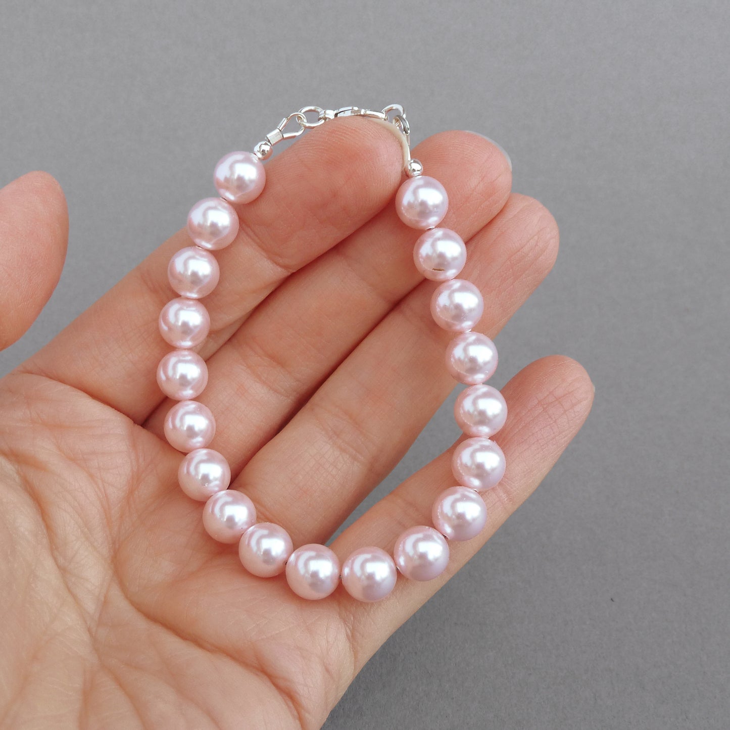 Simple blush pink pearl bracelet