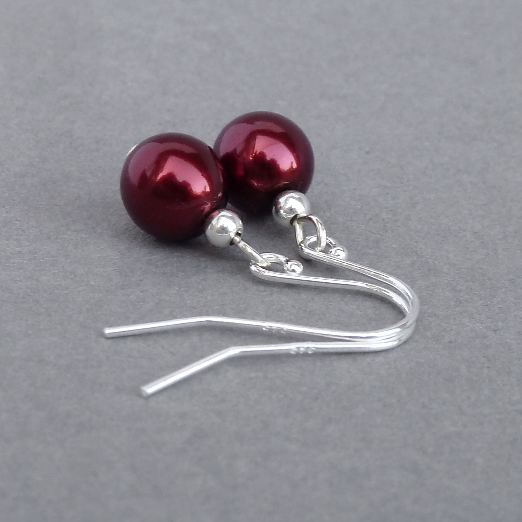 Burgundy shop pearl earrings