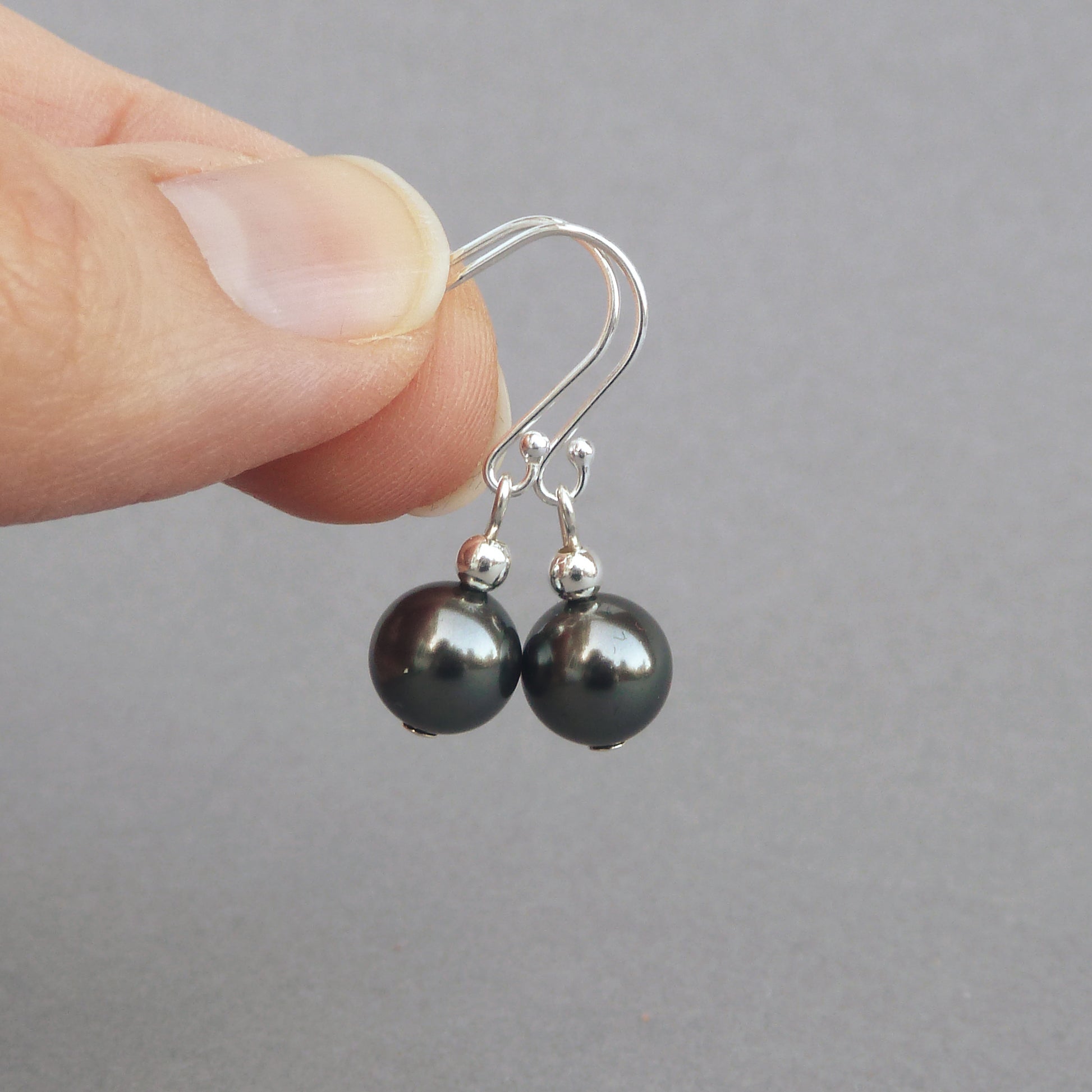 Simple dark grey drop earrings