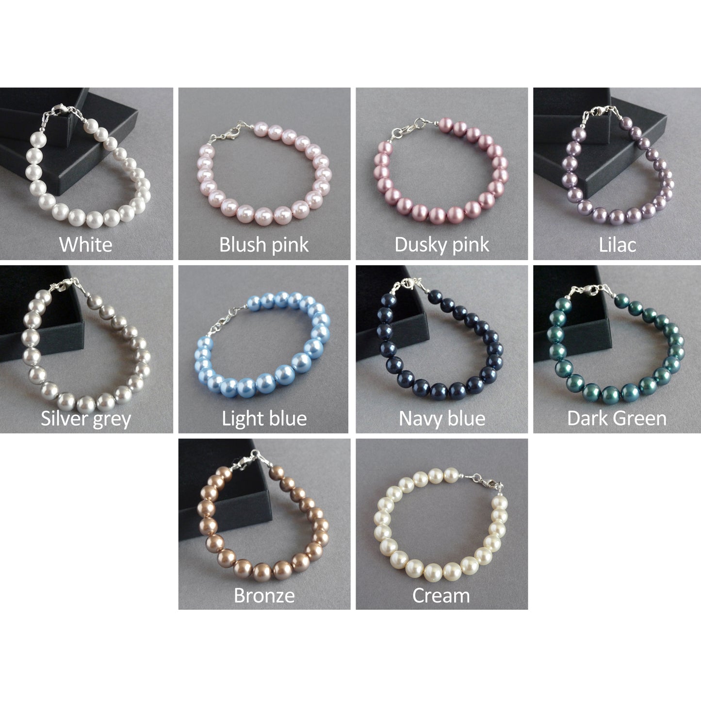 Single strand pearl bracelets