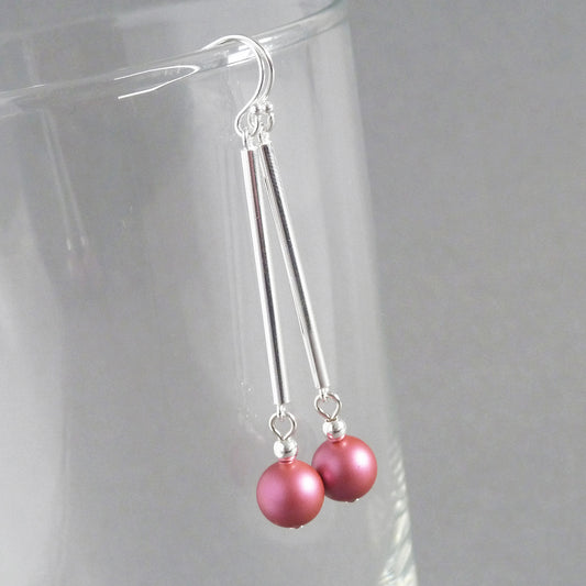 Simple raspberry pink earrings