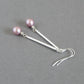 Simple rose pink pearl earrings with Sterling silver hooks