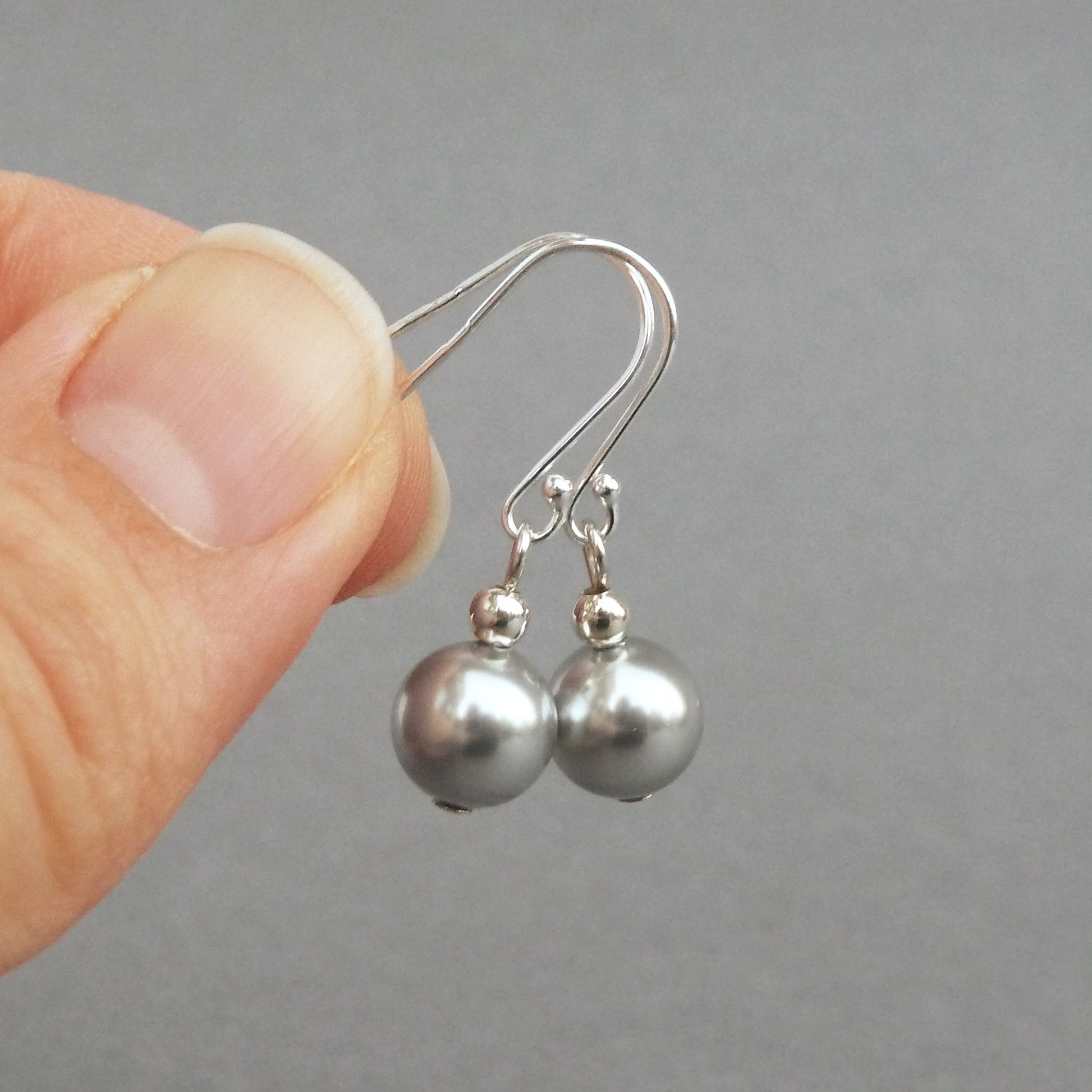 Simple silver grey drop earrings