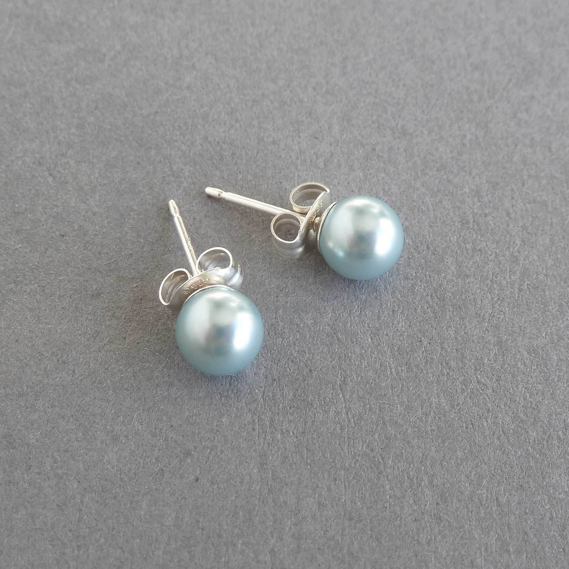 Small aqua pearl stud earrings
